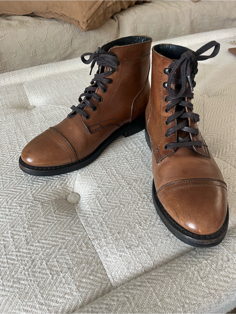 Thursday Boot Company Captain Toffee Women's Tan Leather Lace-Up Boots Sz 9.5